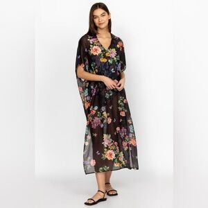 NEW Johnny Was Black Butterfly Collared Kaftan - L/XL Large X-Large